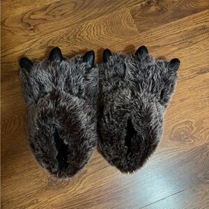 Furry Bear Paw Slippers